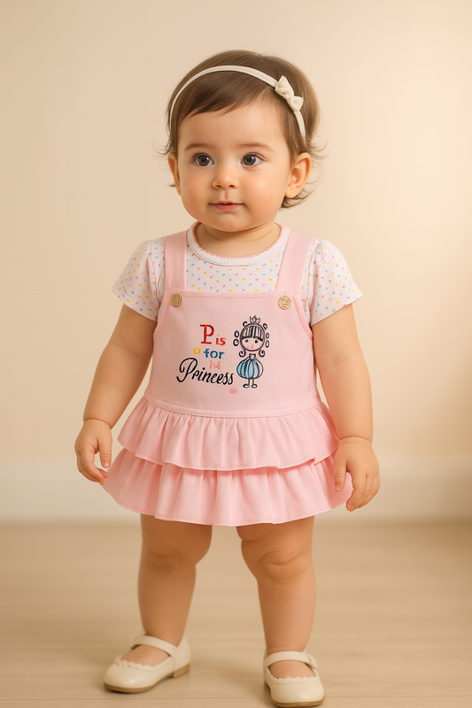 Girls Embroidered Puff Sleeve Frock Dress comes with Brief