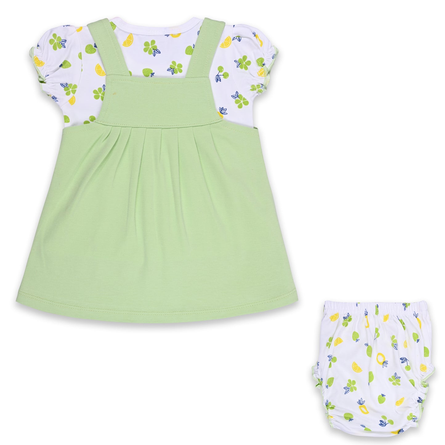 Girls Embroidered Puff Sleeve Frock Dress comes with Brief.