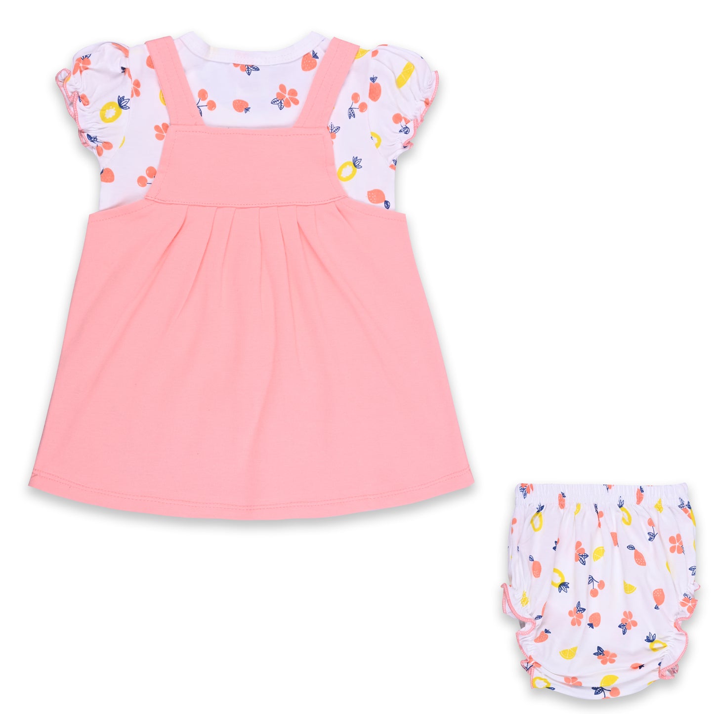Girls Embroidered Puff Sleeve Frock Dress comes with Brief.
