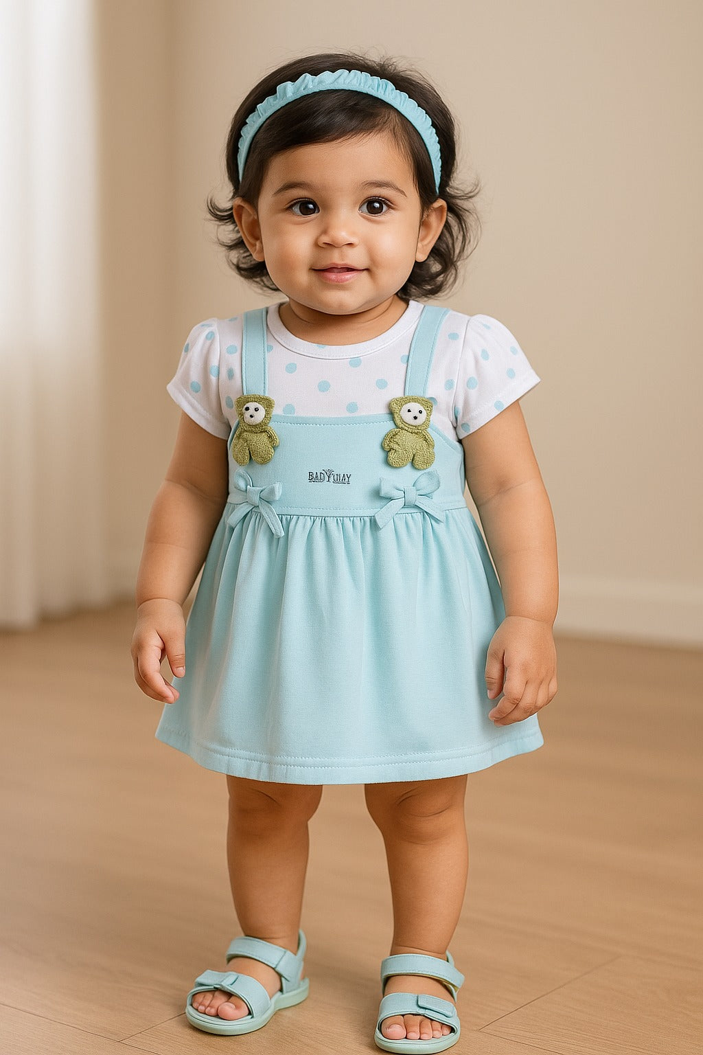 Girls Polka Print Frock Dress Comes With Brief