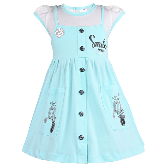 Girls Printed Fit and Flare Cap Sleeve Frock Dress