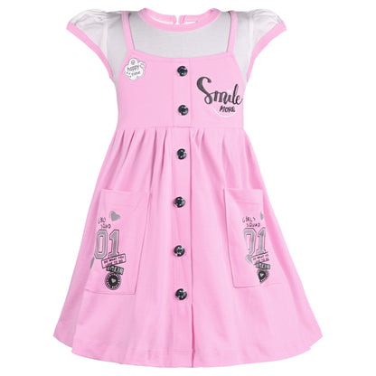 Girls Printed Fit and Flare Cap Sleeve Frock Dress