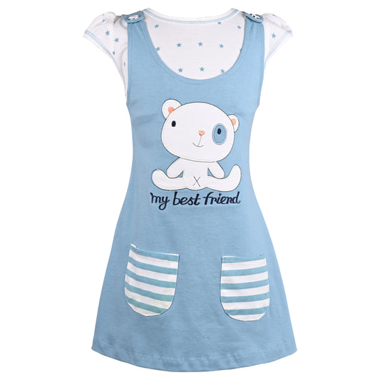 Girls Polka Print Fit and Flare Cap Sleeve Frock Dress
