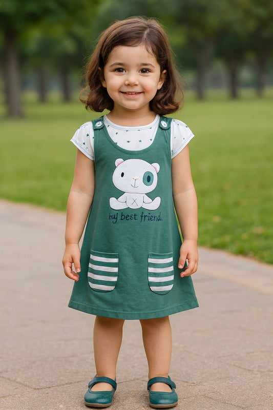 Girls Polka Print Fit and Flare Cap Sleeve Frock Dress