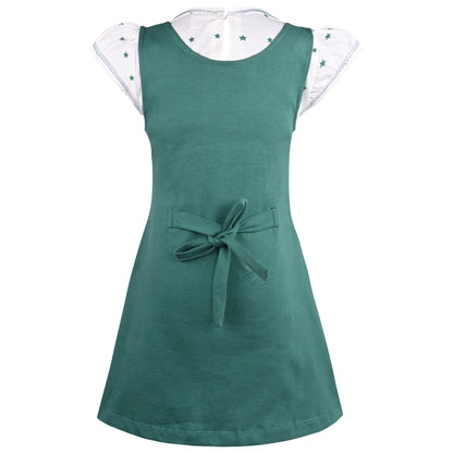Girls Polka Print Fit and Flare Cap Sleeve Frock Dress