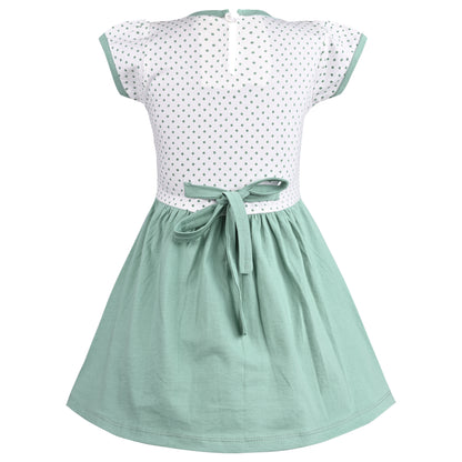 Girls Embroidered Cartoon Bow Cotton Casual Dress