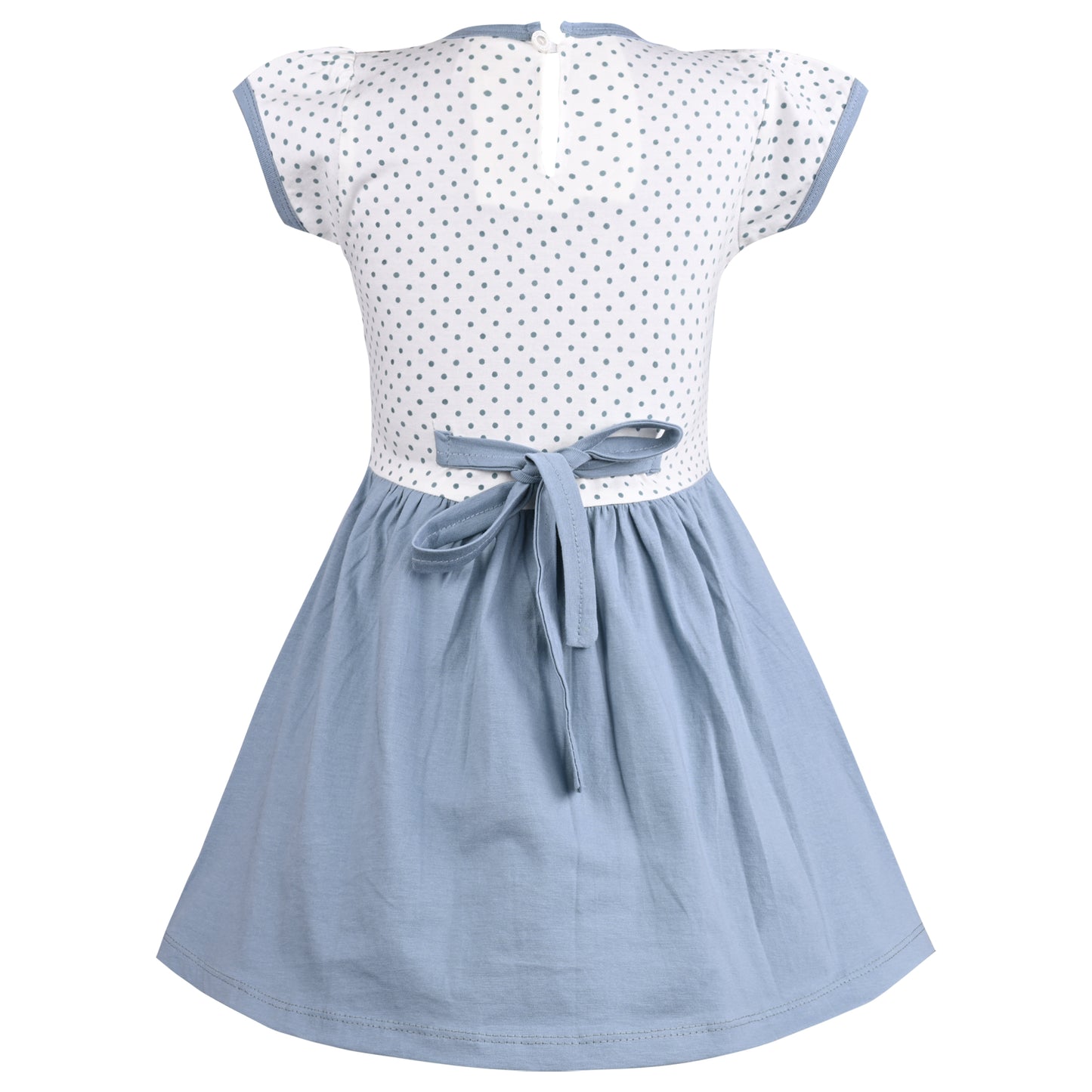 Girls Embroidered Cartoon Bow Cotton Casual Dress