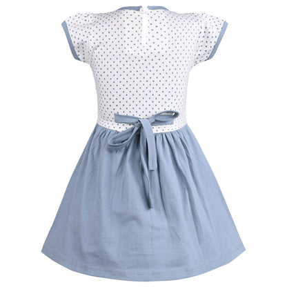 Girls Embroidered Cartoon Bow Cotton Casual Dress