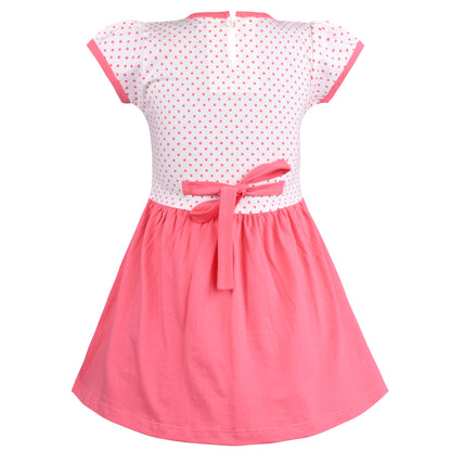 Girls Embroidered Cartoon Bow Cotton Casual Dress