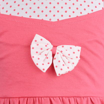 Girls Embroidered Cartoon Bow Cotton Casual Dress