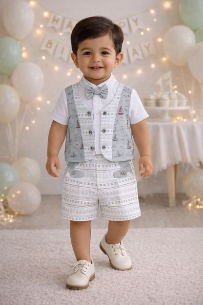 Boys Cotton T-shirt and Shorts Partywear Set