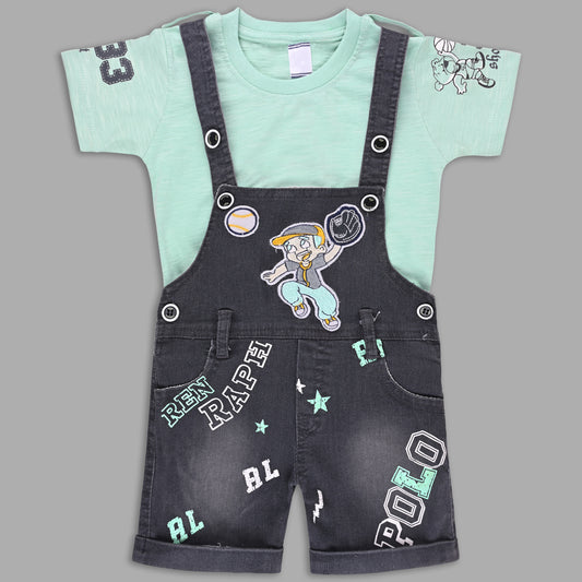 Boys Striped T-shirt and Denim Dungaree Set