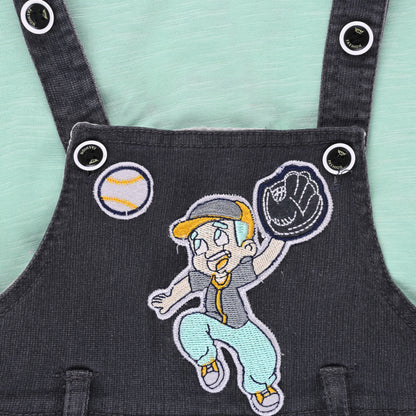 Boys Striped T-shirt and Denim Dungaree Set