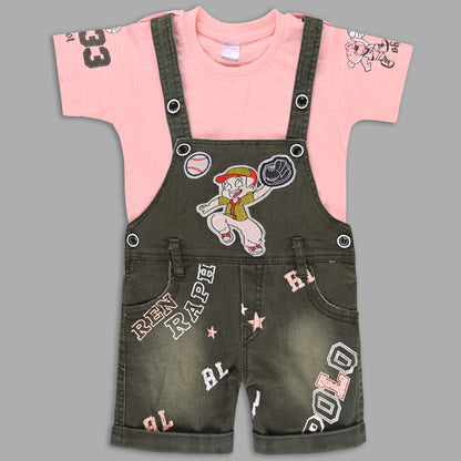 Boys Striped T-shirt and Denim Dungaree Set