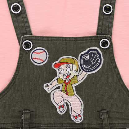 Boys Striped T-shirt and Denim Dungaree Set