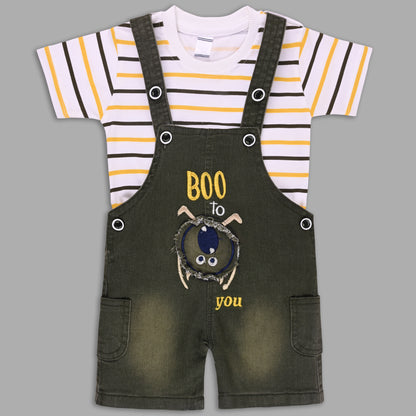 Boys Striped T-shirt and Denim Dungaree Set
