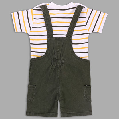 Boys Striped T-shirt and Denim Dungaree Set