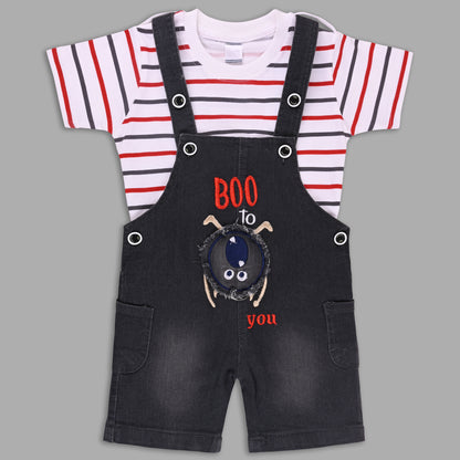Boys Striped T-shirt and Denim Dungaree Set
