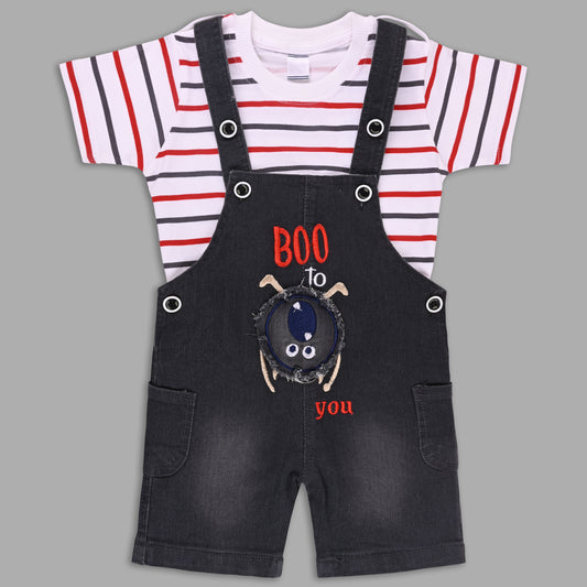 Boys Striped T-shirt and Denim Dungaree Set