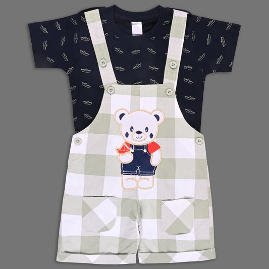 Boys Striped T-shirt and Denim Dungaree Set