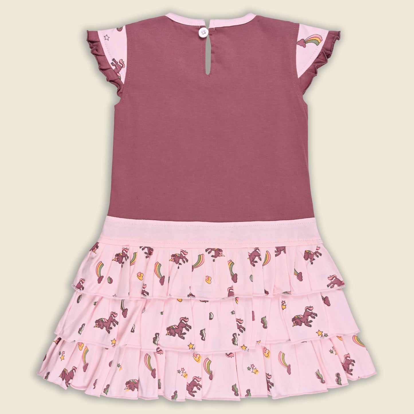 Girls Unicorn Layered Cotton Casual Dress