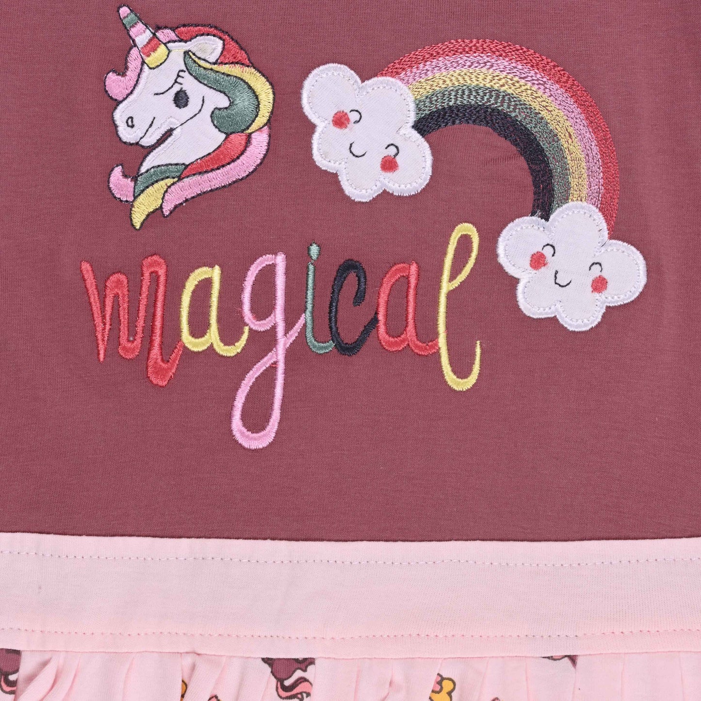 Girls Unicorn Layered Cotton Casual Dress