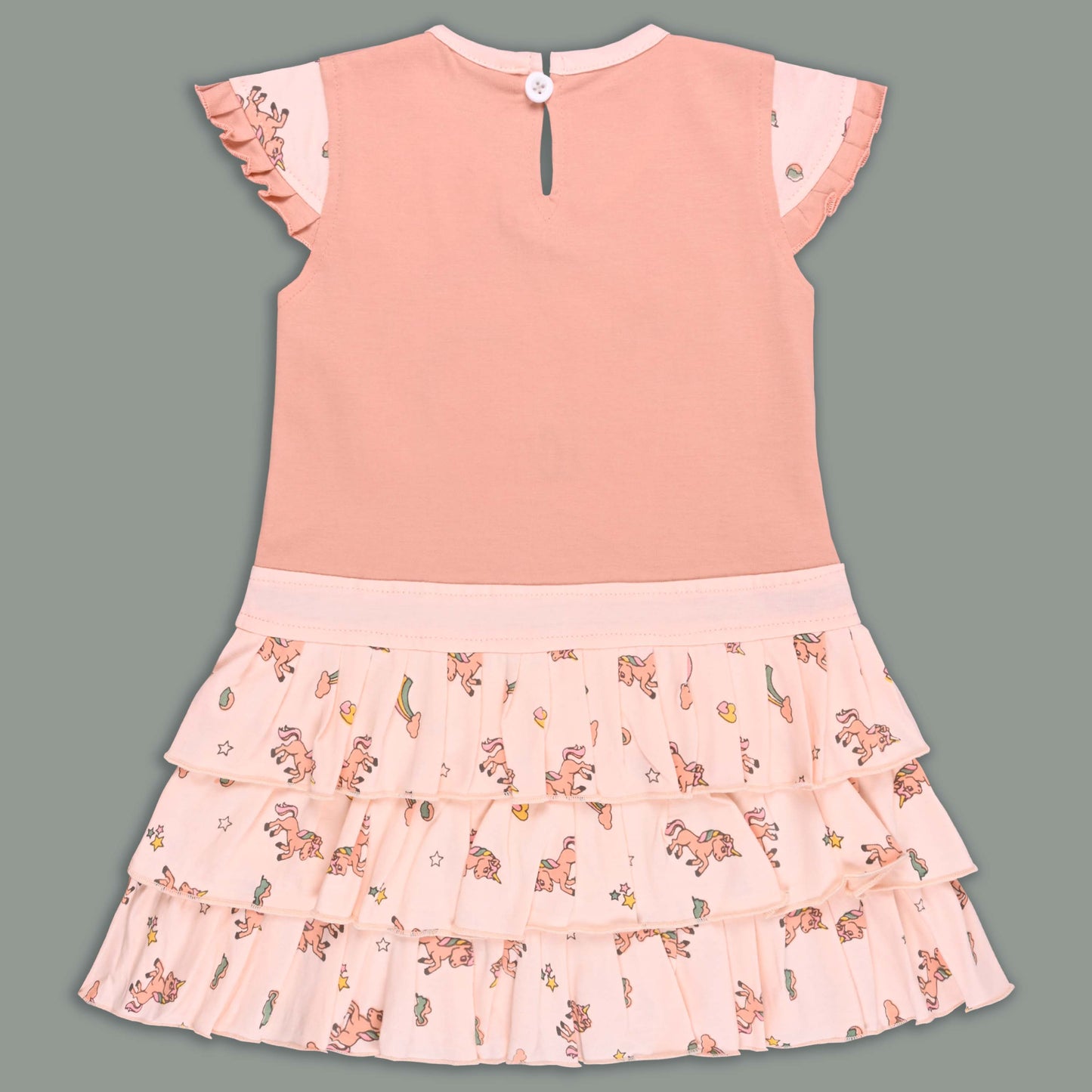 Girls Unicorn Layered Cotton Casual Dress