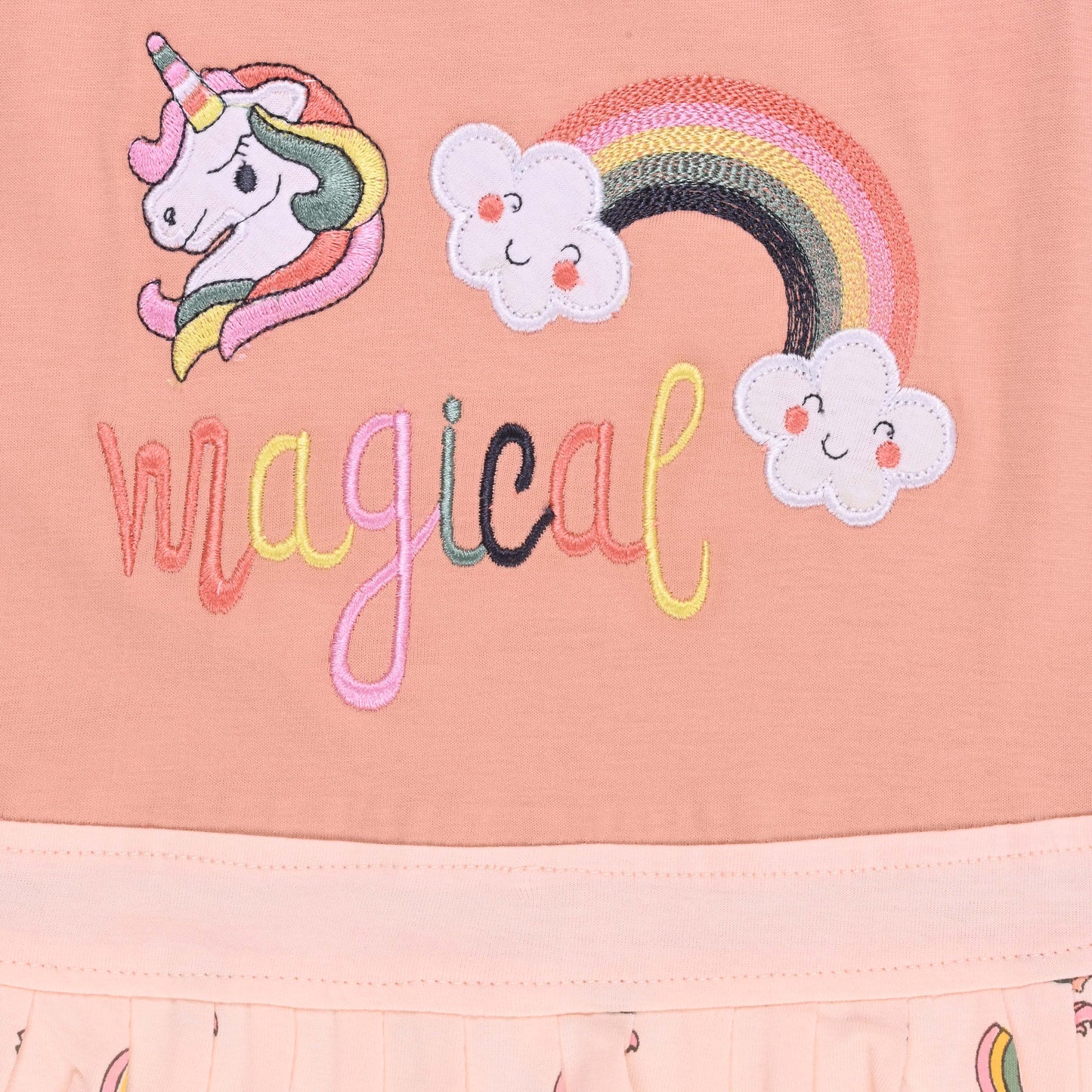Girls Unicorn Layered Cotton Casual Dress