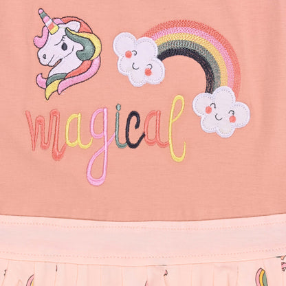 Girls Unicorn Layered Cotton Casual Dress