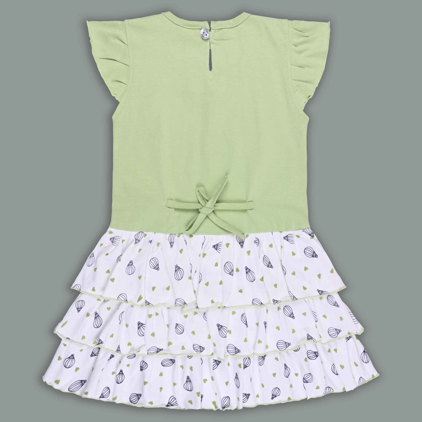 Girls Printed Layered Cotton Casual Dress