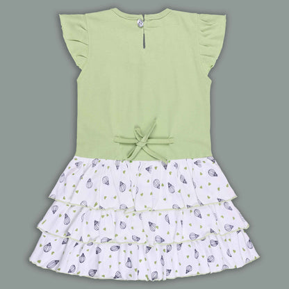 Girls Printed Layered Cotton Casual Dress