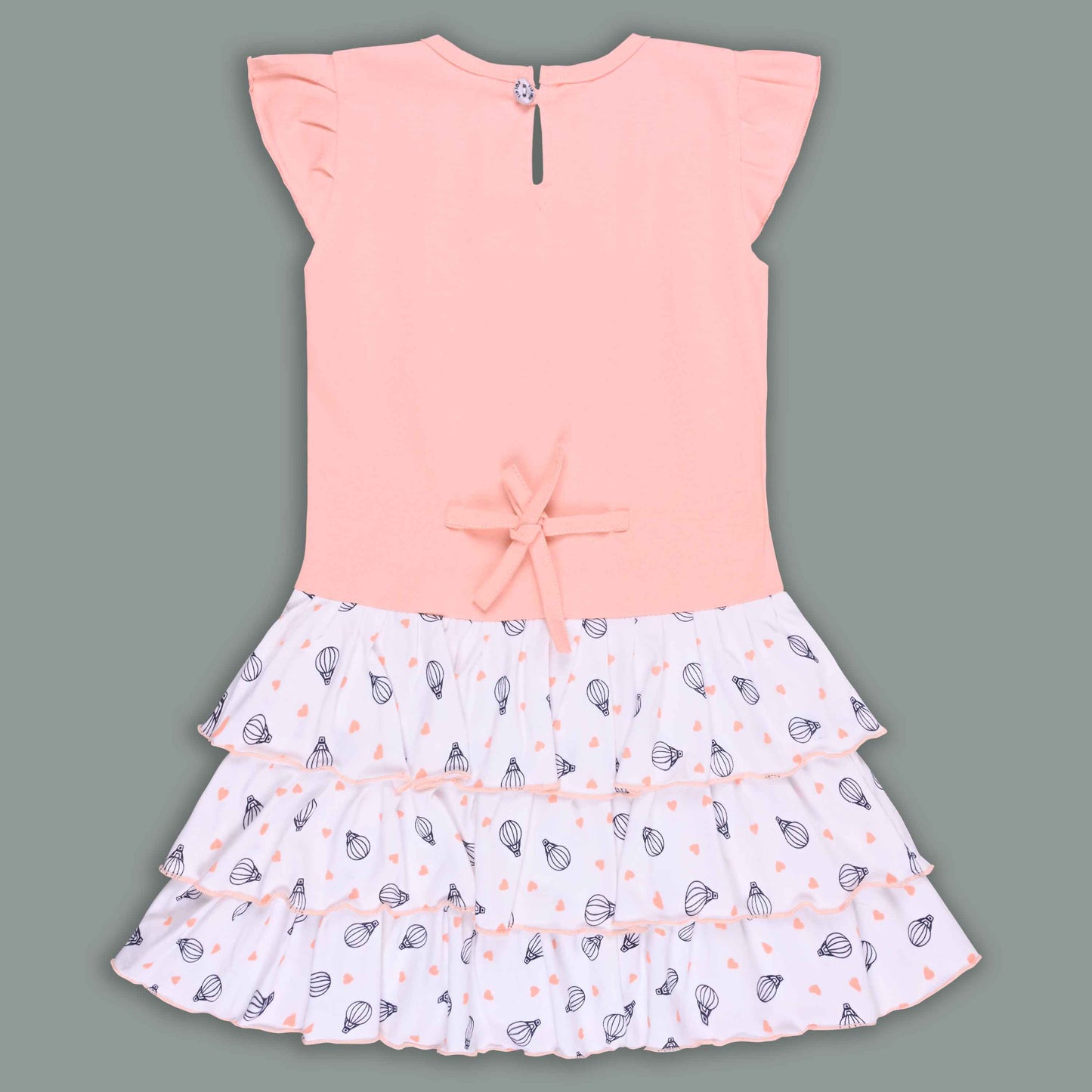 Girls Printed Layered Cotton Casual Dress