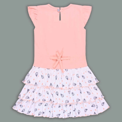 Girls Printed Layered Cotton Casual Dress
