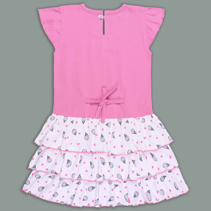 Girls Printed Layered Cotton Casual Dress