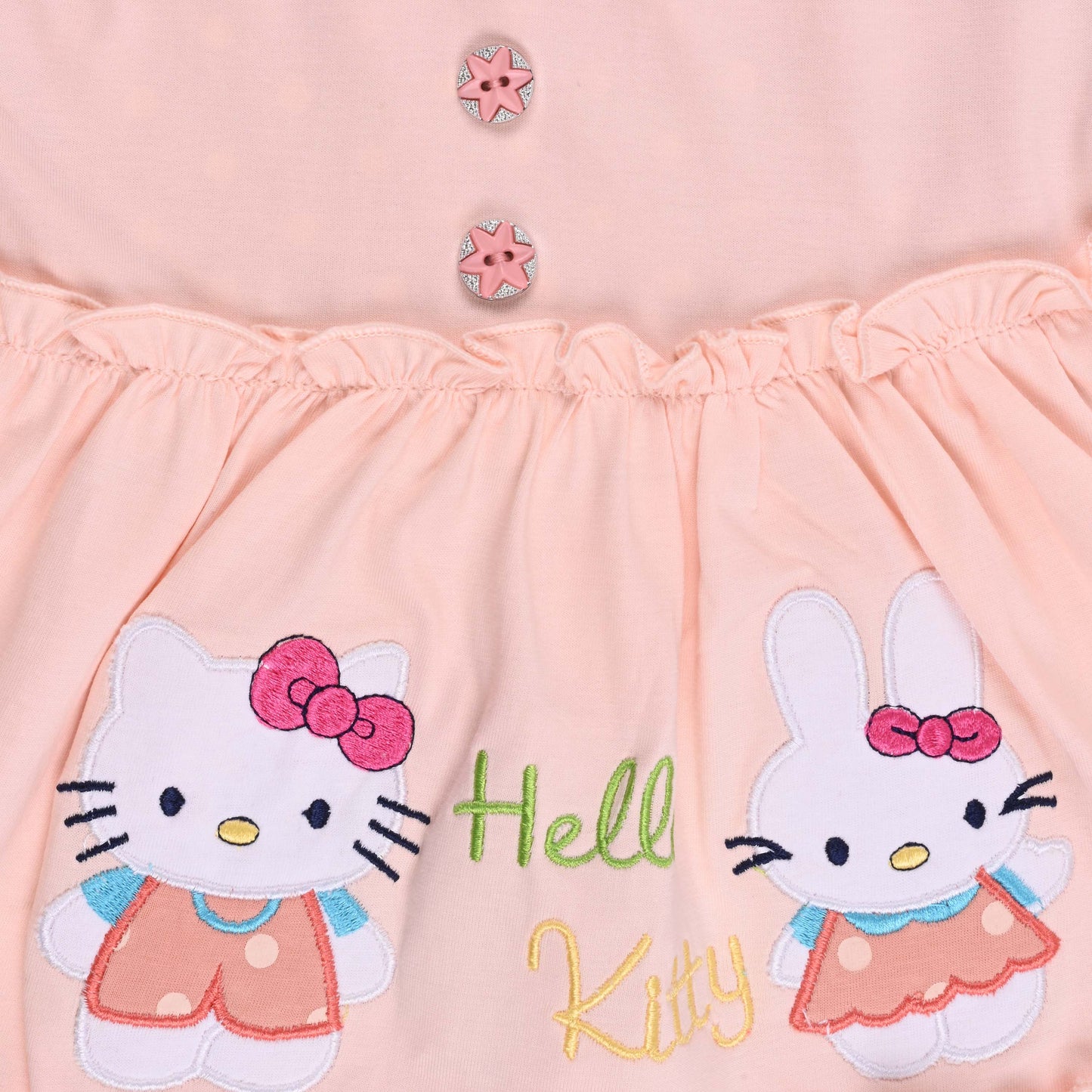 Girls Hello Kitty Embroidered Cotton Casual Dress