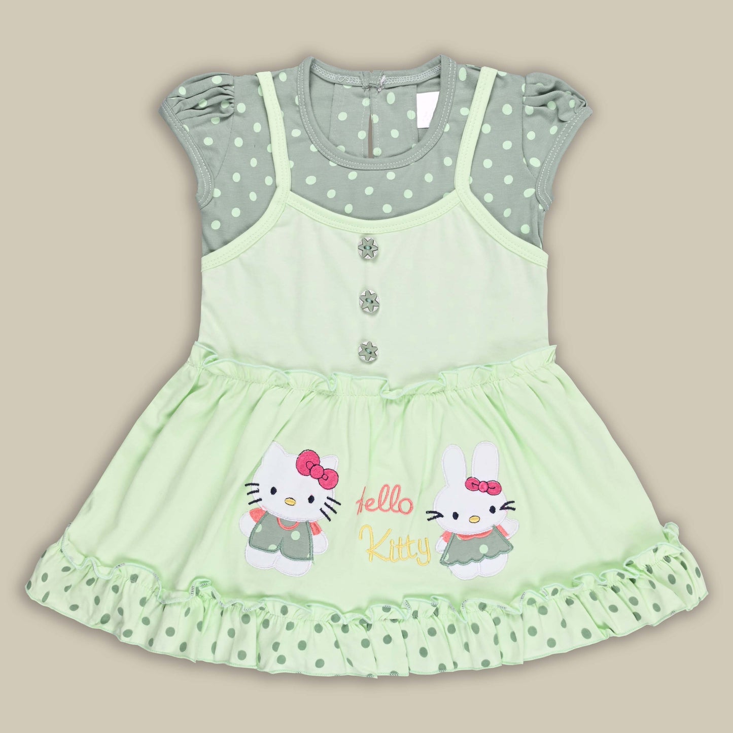 Girls Hello Kitty Embroidered Cotton Casual Dress