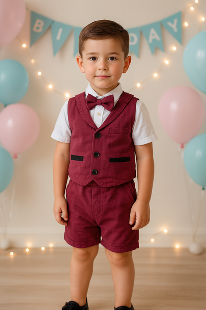 Boys Rompers With Bow-Tie