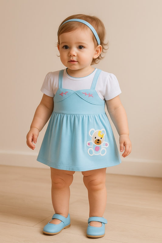 Baby Girls Applique A-Line Frock Dress With Brief