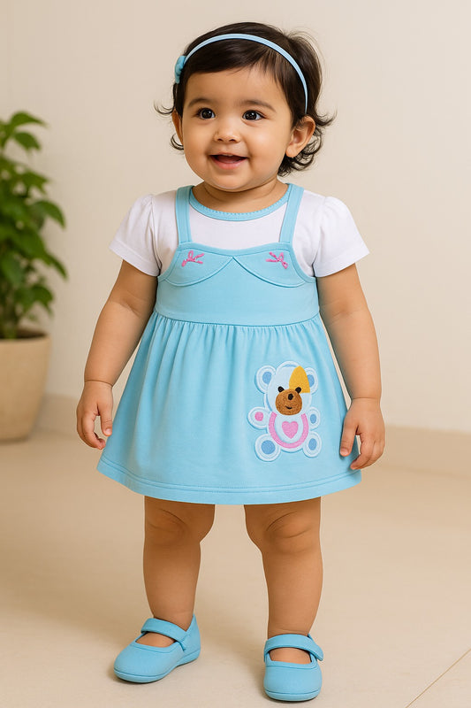 Baby Girls Applique A-Line Frock Dress With Brief