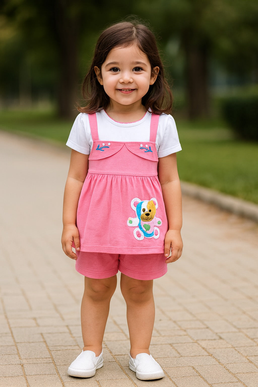 Baby Girls Applique A-Line Frock Dress With Brief