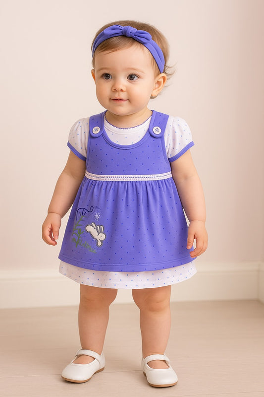 Baby Girls Polka Print A-Line Frock Dress With Brief