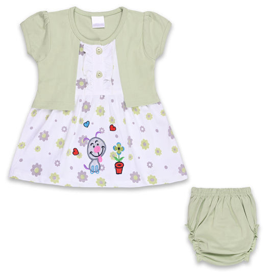 Girls Floral Print A-Line Frock Dress with Brief