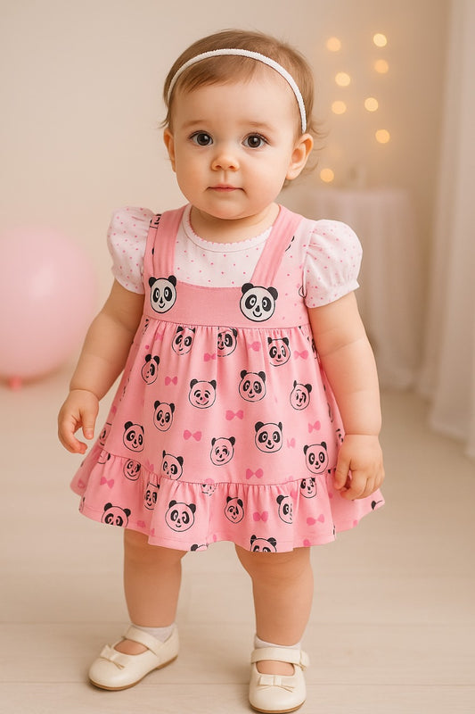 Baby Girls Animal Print A-Line Frock Dress With Brief