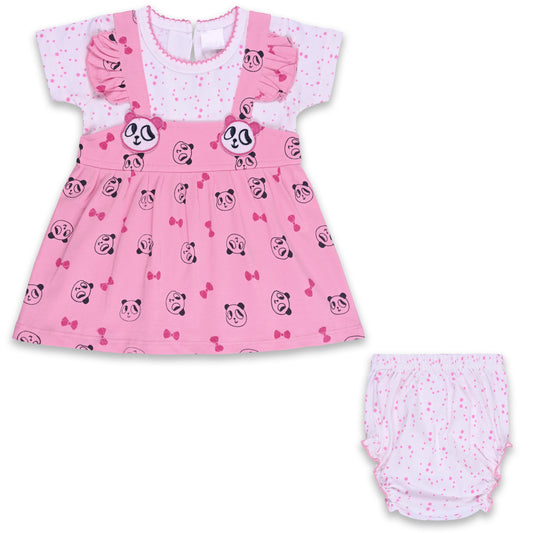 Baby Girls Animal Print A-Line Frock Dress With Brief