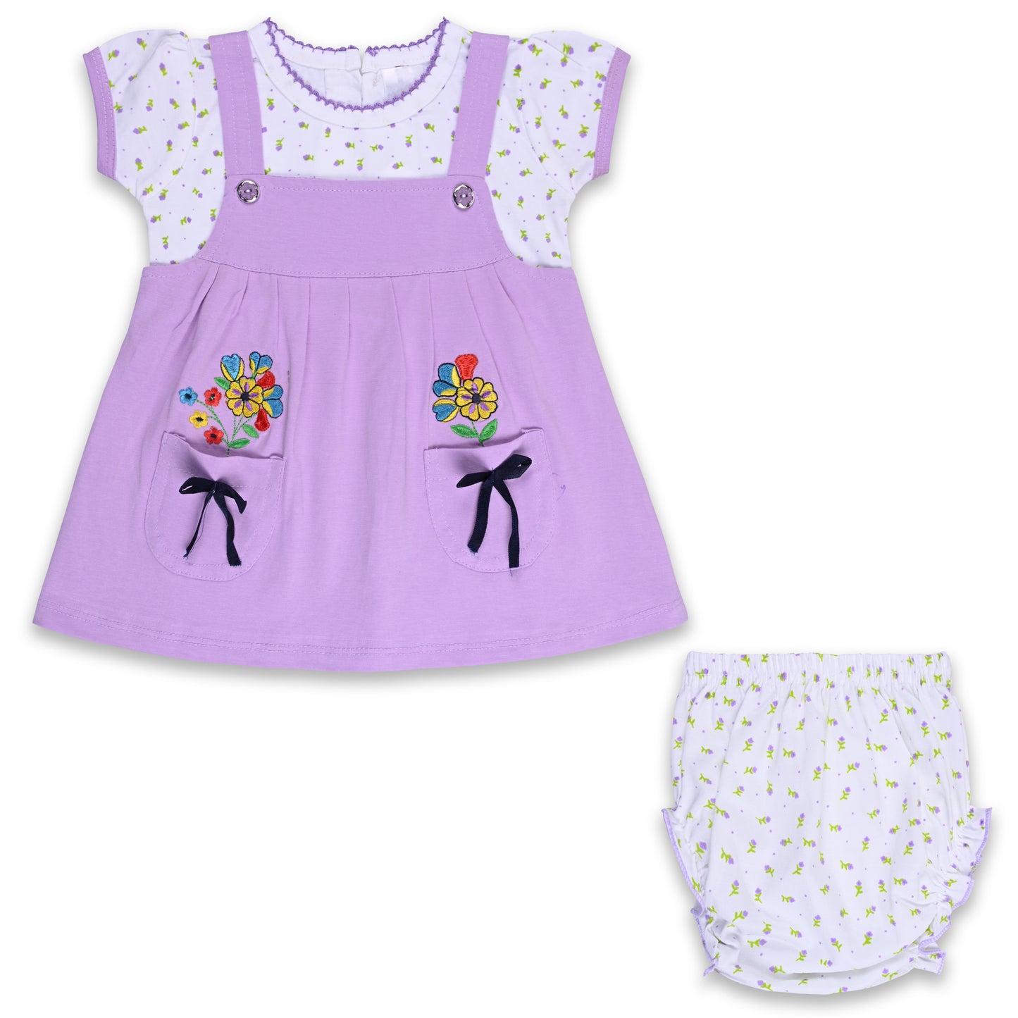 Baby Girls Embroidered A-Line Frock Dress with Brief