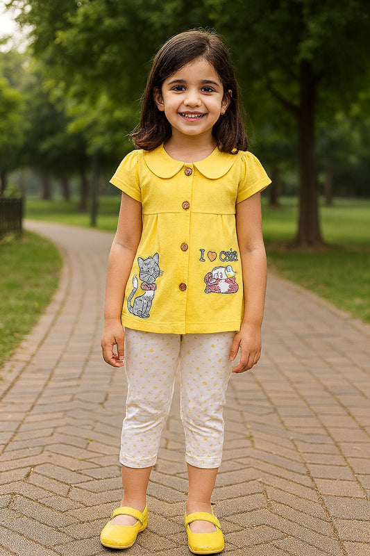 Baby Girls Graphic Print Top and Pant Clothing Set