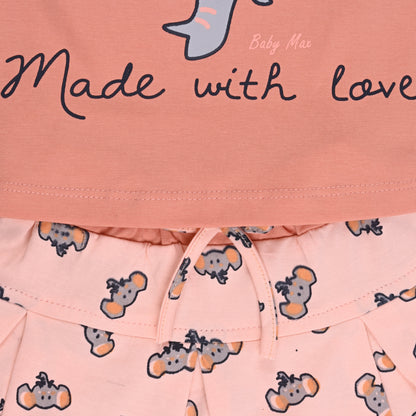Girls Graphic Print Top and Skirt Clothing Set