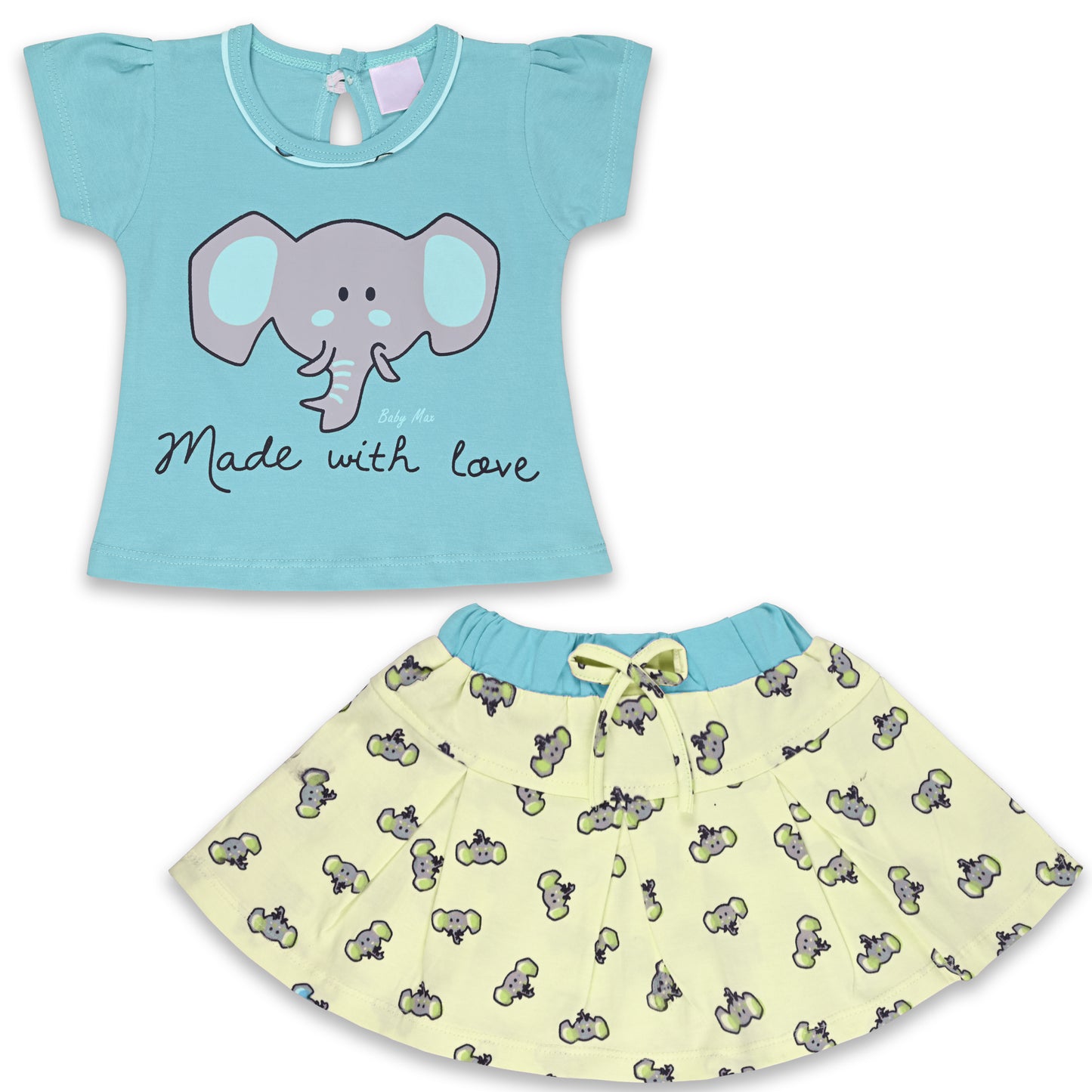 Girls Graphic Print Top and Skirt Clothing Set