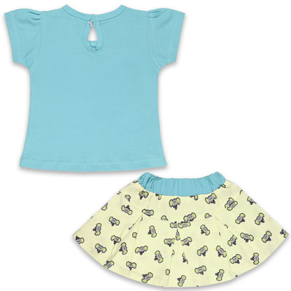 Girls Graphic Print Top and Skirt Clothing Set
