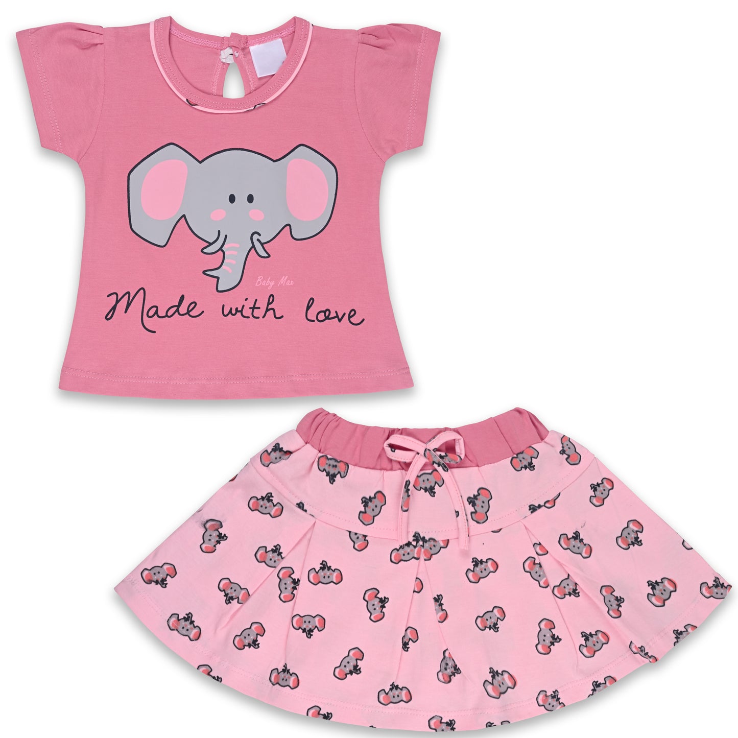 Girls Graphic Print Top and Skirt Clothing Set